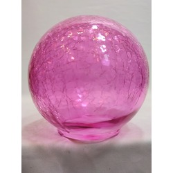 GLOB AVİZE  CAMI.PEMBE Renkli,çatlatılmış desenli.(Çapı:15.00 cm-Yuvası:7.00 cm).