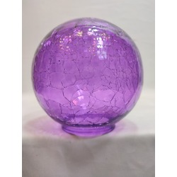 GLOB  AVİZE CAMI.MOR renkli,çatlatılmış desenli.(Çapı:15.00 cm-Yuvası:7.00 cm).