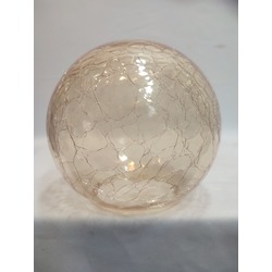 GLOB AVİZE CAMI. BAL RENKLİ, ÇATLATILMIŞ DESENLİ (ÇAP: 15.00cm- DUY YUVASI: 7.00cm)