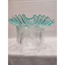 KIVIRCIK LAMBADER CAMI. TURKUAZ-ŞEFFAF RENKTE.alt çapı:10,00cm-h:15,50cm.