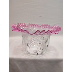KIVIRCIK MASA LAMBASI CAMI. PEMBE- ŞEFFAF RENKTE.alt çapı:10,00cm-h:15,50cm.