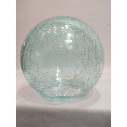 GLOB AVİZE CAMI .TURKUAZ MAVİ RENKLİ, ÇATLATILMIŞ DESENLİ (ÇAP: 15.00cm- DUY YUVASI: 7.00cm)