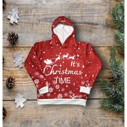 Yeni Yıl Christmas Baskılı Sweatshirt  Dijital Pop Art Baskılı Kapüşonlu Kız Çocuk Noel Sweatshirt