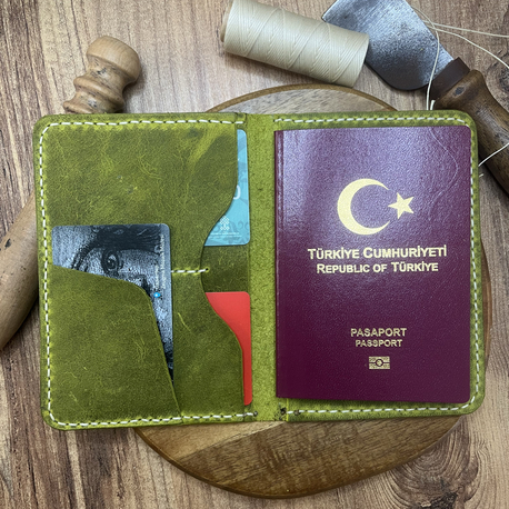 Limon Yeşili El Yapımı Pasaport Kılıfi