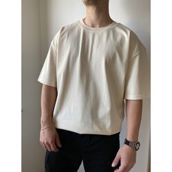 Krem Rengi Basic Oversize Tişört