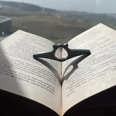 3D Baskı Kedi Kitap Okuma Yüzüğü – Parmak Yüzük/Ayraç