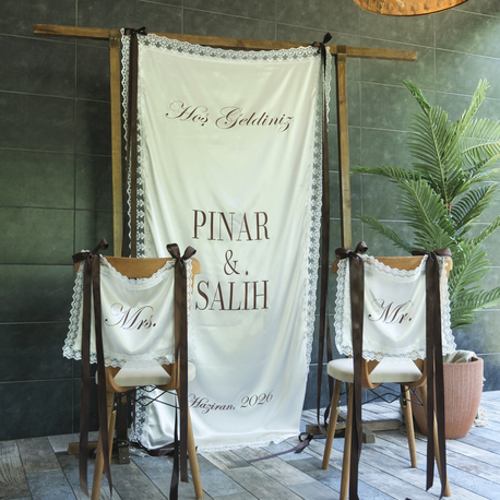 Ekru Saten Karşılama ve Sandalye Set
