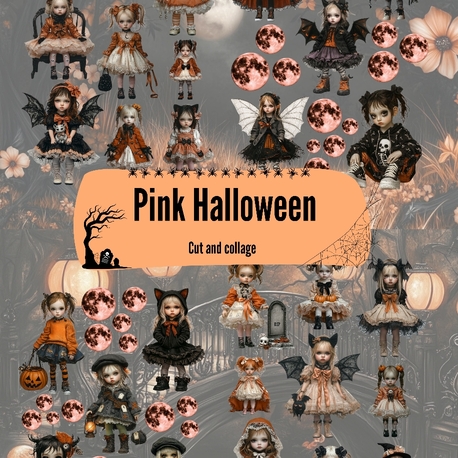 Pink Halloween Cute and collage