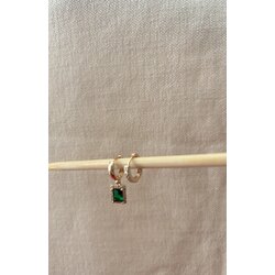 Yeşil Taşlı Baget Küpe Set (Gold)