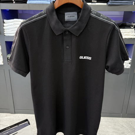 Guess Omuz Baskılı Premium Polo Yaka Siyah