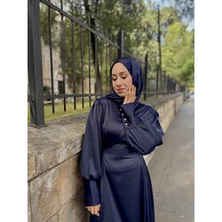 Sade saten lacivert abiye