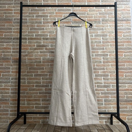 Taş Rengi Triko Geniş Paça Pantolon – Dikiş Detaylı