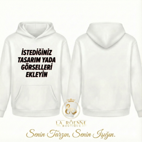 Kişiye Özel Baskı – Oversize Beyaz Hoodie / Sweatshirt