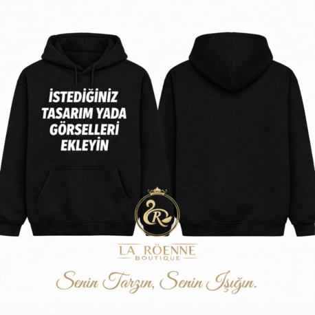 Kişiye Özel Baskı – Regular (Avrupa Kalıp) Siyah Hoodie / Kapüşonlu Sweatshirt