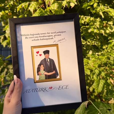 Kişiye Özel Sarılmalı Atatürk Tablosu 