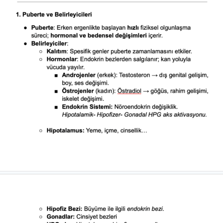 Ergenlik Psikolojisi Vize Notları