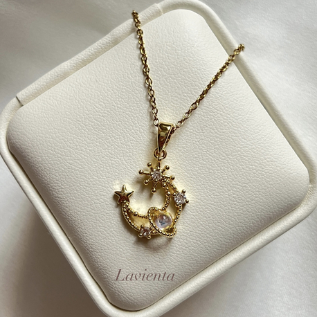 Gold Ay Model Çelik Kolye (45 cm)
