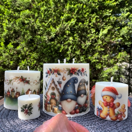 Yılbaşı temalı silindir mum seti (4 lü set)