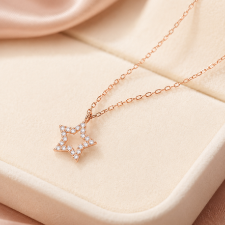 Étoile Rosée 925 Ayar Gümüş Rose Gold Yıldız Kolye