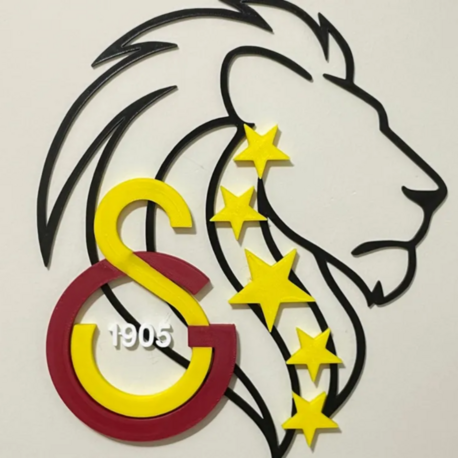 Galatasaray 5 Yıldızlı Aslan Amblemli Duvar Süsü