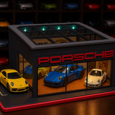 Porsche Mini Showroom Maketi – Koleksiyon Tutkunları İçin Özel Tasarım