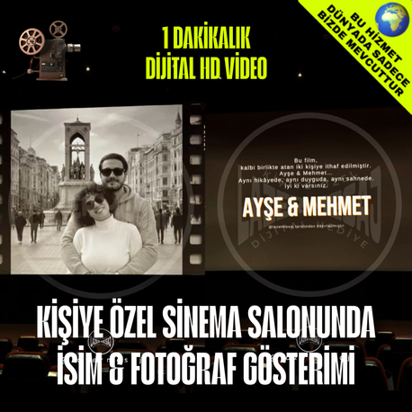 KİŞİYE ÖZEL SİNEMA SALONUNDA İSİM + FOTOĞRAF GÖSTERİM MONTAJ VİDEOSU