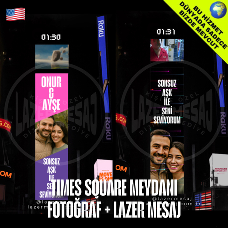 TIMES SQUARE MEYDAN FOTOĞRAF + LAZER MESAJ MONTAJ VİDEO