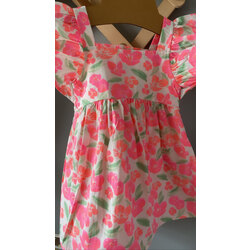Pink Flower Woven kız çocuk bebek Elbise