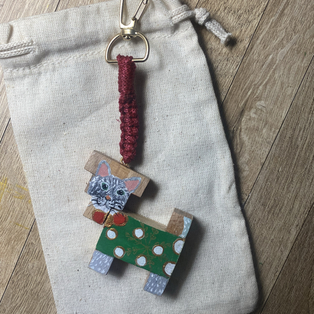 cat Wooden Keychains