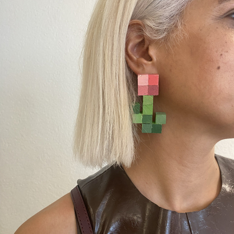 Wooden Heart Earring No: Rose