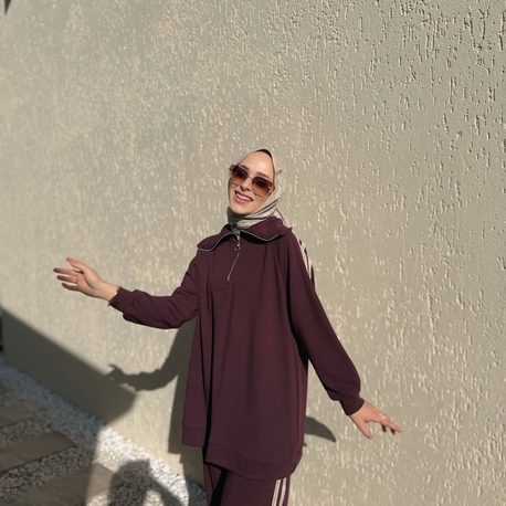 Yaka Detay Mürdüm Eşofman Takımı