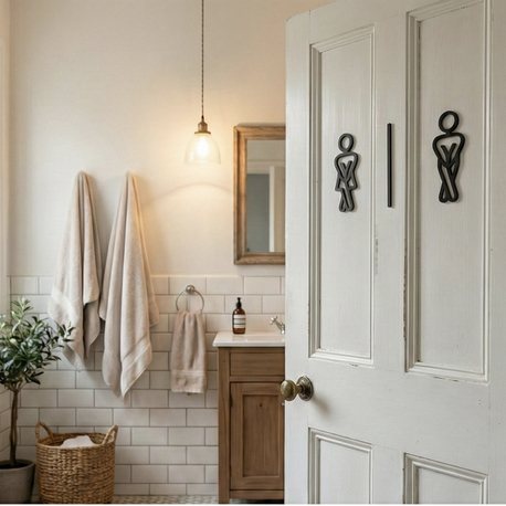 Modern WC Kapı Simgesi | Minimal Kadın – Erkek Tabela