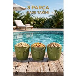 3 Parça Dekoratif Kase Takımı | Çerezlik Atıştırmalık Sunum Kasesi | BPA Free
