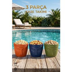 3 Parça Dekoratif Kase Takımı | Çerezlik Atıştırmalık Sunum Kasesi | BPA Free