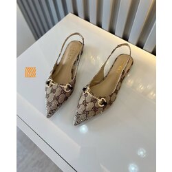 Gucci Arkası Bantlı Taşlı Babet