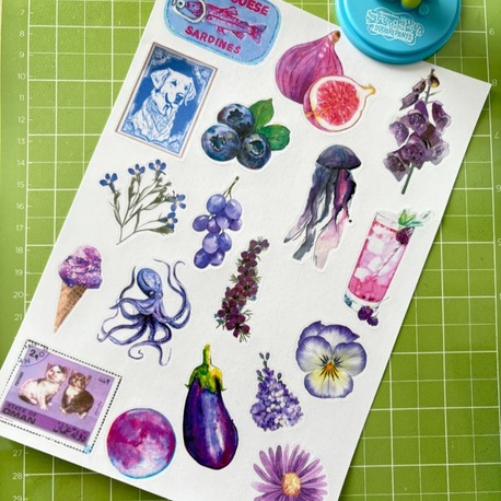 Mor Tonlar Watercolor Sticker Seti