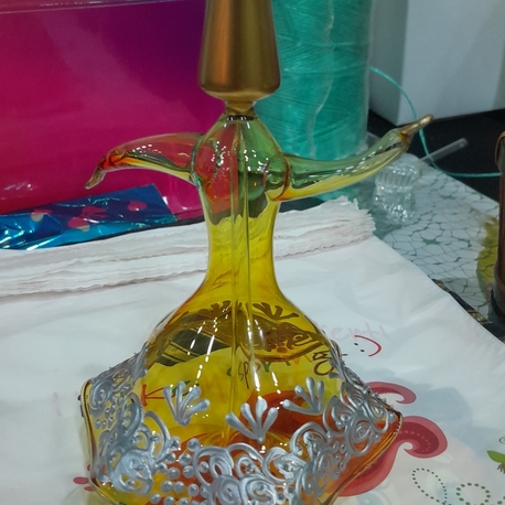 Sarı Semazen Yaldızlı Gümüş İşlemeli 