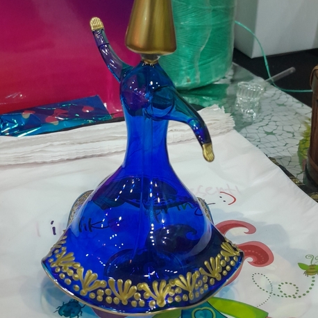Mavi Semazen Yaldızlı İnce Çizimli 