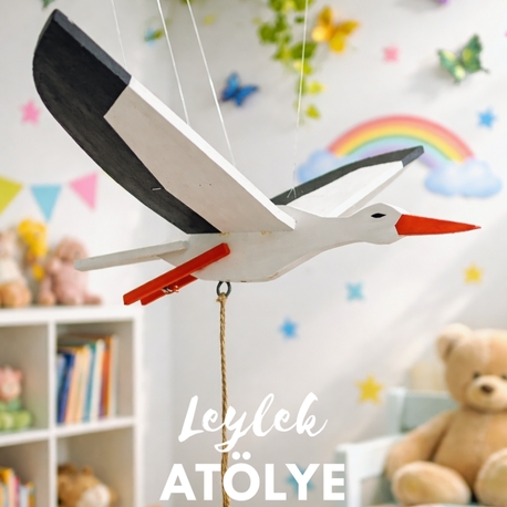 Ahşap Hareketli Leylek Dekor