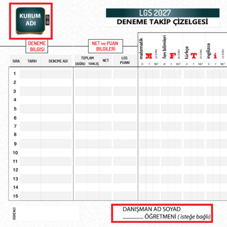 2027 LGS HAZIRLIK _ DENEME TAKİP ÇİZELGESİ