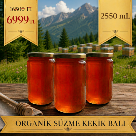 ÜÇLÜ SÜPER PAKET - 2550 gr Organik Süzme Kekik Balı