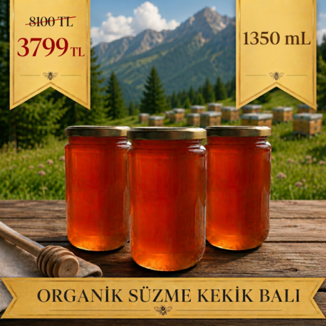 ÜÇLÜ SÜPER PAKET - 1350 gr Organik Süzme Kekik Balı