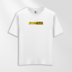 Unisex Oversize Fake Taxi Tasarımlı T-Shirt