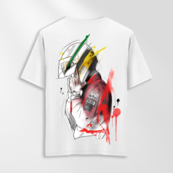 Erkek Oversize Motorcu Tasarımlı T-Shirt (Sırt Baskılı)