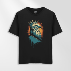 Unisex Oversize Sanatsal Kral Tasarımlı T-Shirt