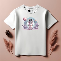 Unisex Oversize Astronot Tasarımlı T-Shirt