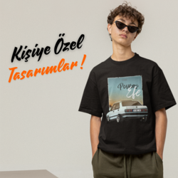 Erkek Oversize Kişiye Özel İsim ve Plakalı Tofaş Tasarımlı T-Shirt