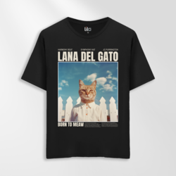 Unisex Oversize Lana Del Gato Kedi Tasarımlı T-Shirt