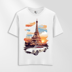 Unisex Oversize Eyfel Classic Tasarımlı T-Shirt 