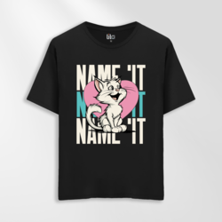 Unisex Oversize Name It Kedi Tasarımlı T-Shirt
